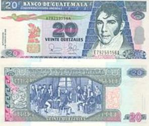 Billete de veinte y cinco quetzales