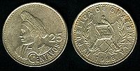 Moneda de veinte y cinco centavos de quetzal